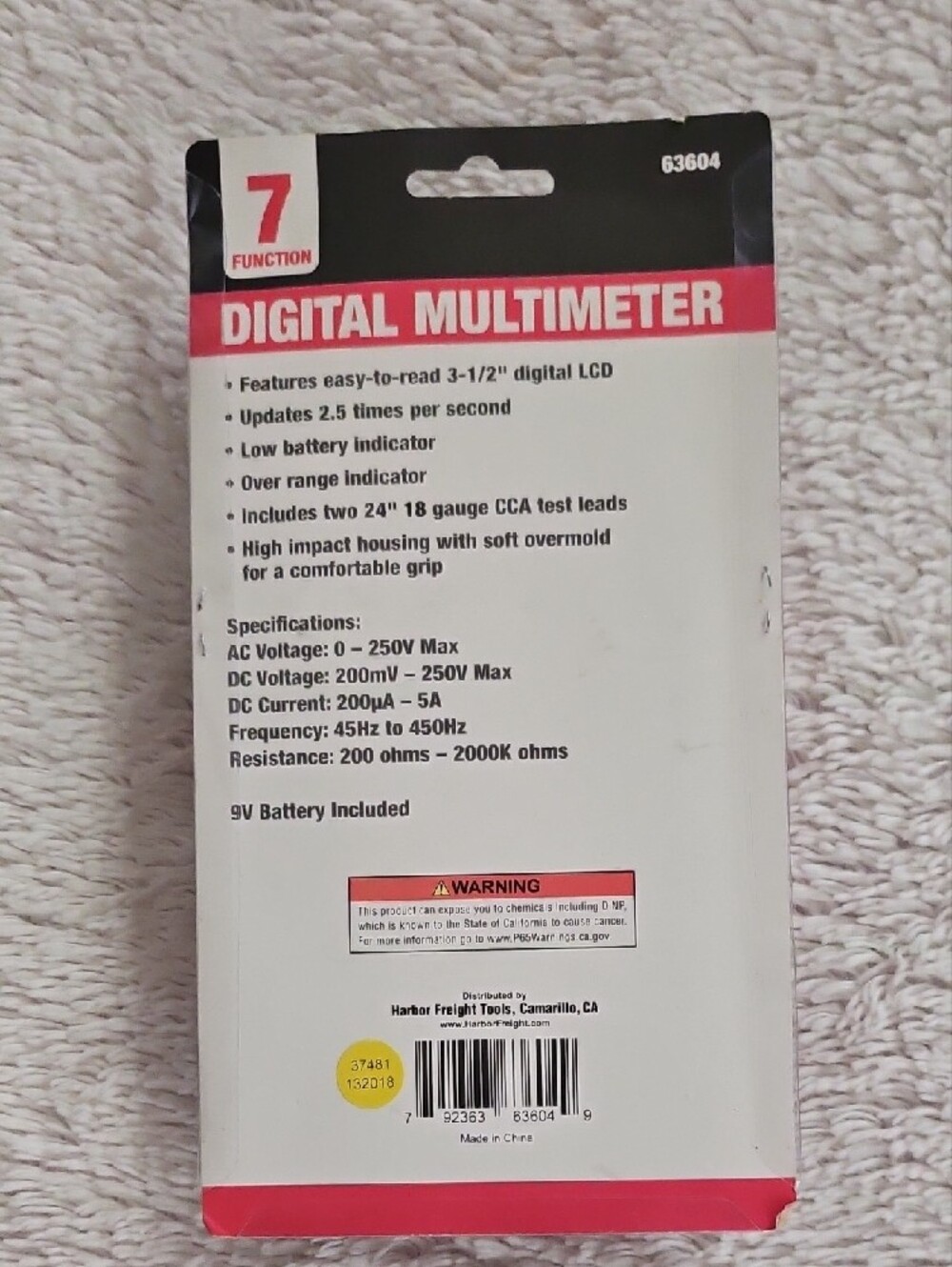 Red Digital Multimeter - 7 Function - Picture 2 of 2